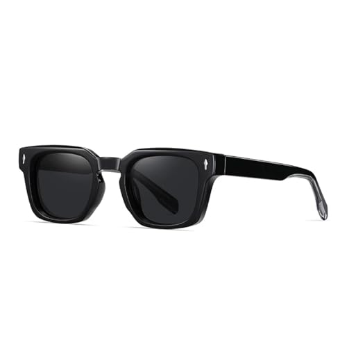 JRLLFD Retro Herren Polarisierte Luxus-Sonnenbrille Mode Nieten Damen Punk Klar (Schwarz Grau) von JRLLFD