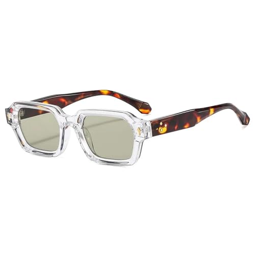 JRLLFD Retro Kleine Sonnenbrille Damen Herren Nieten Mode Luxus UV400 Weiblich (transparent) von JRLLFD