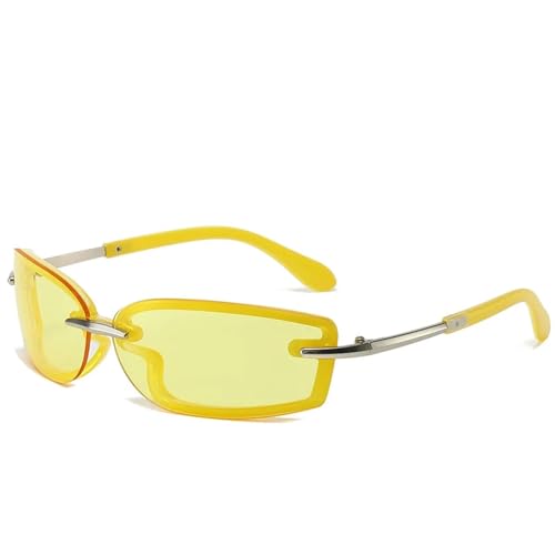 JRLLFD Retro Luxus Rechteck Sonnenbrille Damen und Herren Punk Mode Outdoor Sport Fahren UV400 (Gelb Gelb) von JRLLFD