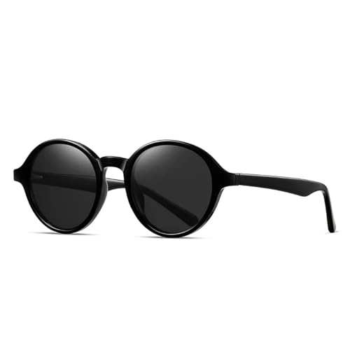 JRLLFD Retro Runde Herren Outdoor Autofahren Polarisierte Sonnenbrille Fashion Punk Doppelte Farbtöne UV400 Damen Luxus (Schwarz Grau) von JRLLFD