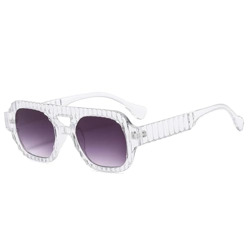 JRLLFD Retro-Sonnenbrille mit Doppelstrahl-Design, für Herren und Damen, modisch, UV400-Schutz für den Außenbereich (klares Farbverlaufsgrau) von JRLLFD