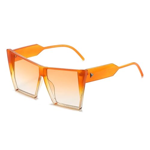 JRLLFD Retro Übergroße Sonnenbrille Damen Herren Mode Luxus Großes Gestell Sonnenbrille Outdoor UV400 (Orange Tea) von JRLLFD