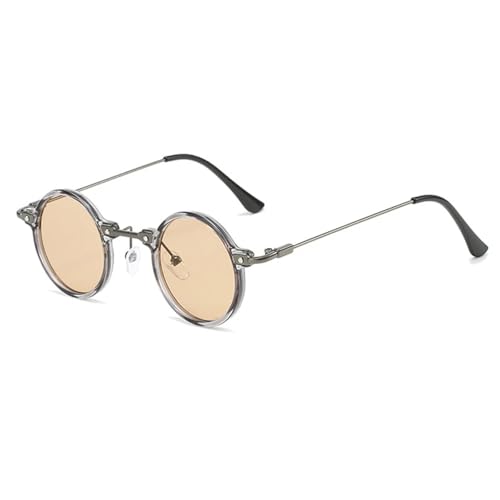 JRLLFD Runde Retro-Steampunk-Sonnenbrille für Männer und Frauen, modisch, für Damen, zum Autofahren, UV400 (Grautee) von JRLLFD