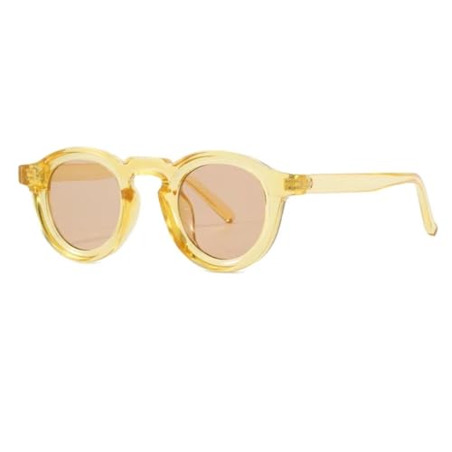 JRLLFD Runde Sonnenbrille Damen Herren Punk Shades Retro Klare Linse Rahmen UV400 Weiblich (gelb) von JRLLFD