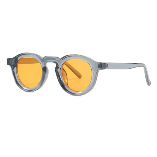 JRLLFD Runde Sonnenbrille Damen Herren Punk Shades Retro Klare Linse Rahmen UV400 Weiblich (grau gelb) von JRLLFD