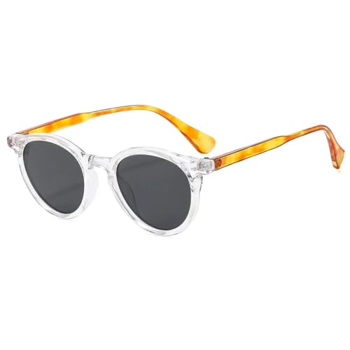 JRLLFD Runde Sonnenbrille Damen Herren Transparenter Rahmen Oval UV400 (Transparenz) von JRLLFD