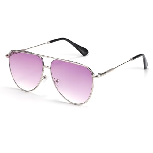 JRLLFD Sonnenbrille Damen, modisch, Doppelsteg, Metall, UV400, Farbverlauf (002 Lila) von JRLLFD