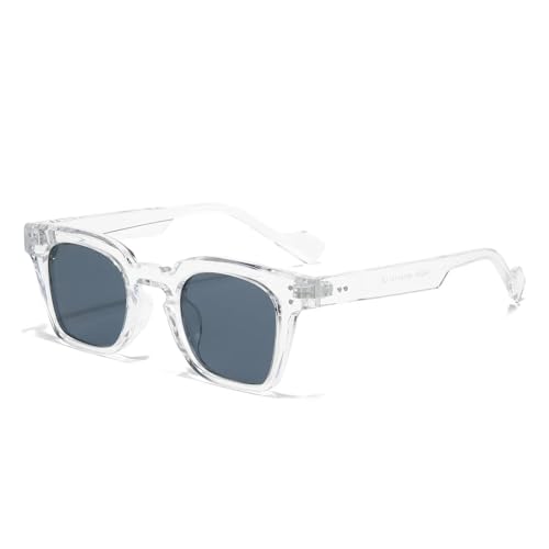 JRLLFD Sonnenbrille Damen Retro Nieten Dekoration Punk Herren UV400 (Transparenz) von JRLLFD