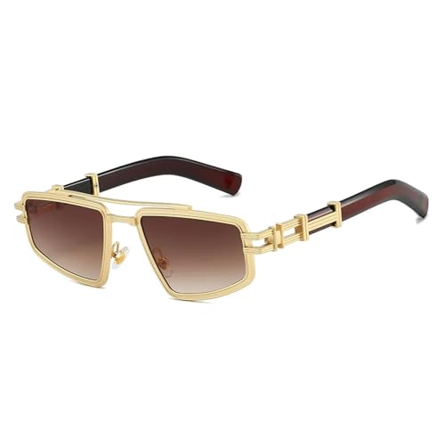 JRLLFD Sonnenbrille Damen Retro Shades Weiblich Luxus Herren Vintage Feminino UV400 (Goldbraun) von JRLLFD
