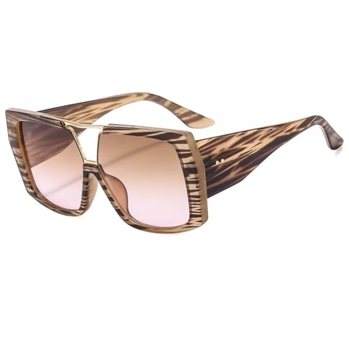 JRLLFD Übergroße Sonnenbrille Damen Vintage Mode Herren UV400 Luxus Männlich Weiblich (Streifen) von JRLLFD