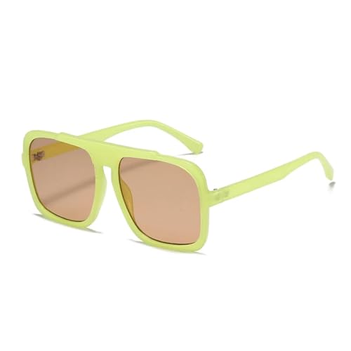 JRLLFD Vintage Sonnenbrille Damen Herren Mode Großer Rahmen Outdoor Autofahren UV400 (Jelly Green Tea) von JRLLFD