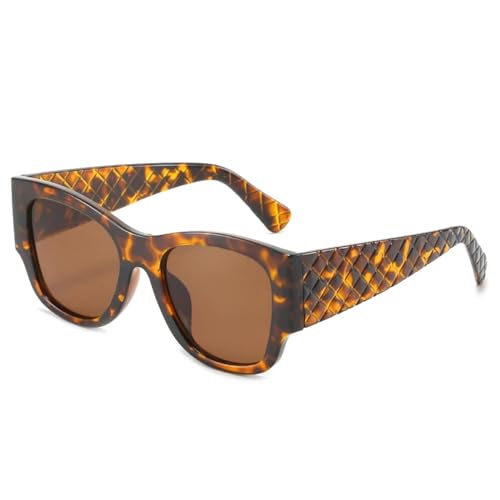 JRLLFD Vintage Sonnenbrille Damen Herren Mode Großer Rahmen Weiblich Sommer Schatten UV400 (Leopardenbraun) von JRLLFD