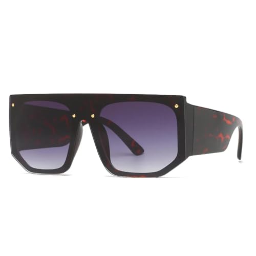 JRLLFD Vintage Sonnenbrille in Sonderform für Damen und Herren, Punk-Mode, einteilig, fürs Autofahren im Freien, UV400 (Leopardengrau) von JRLLFD