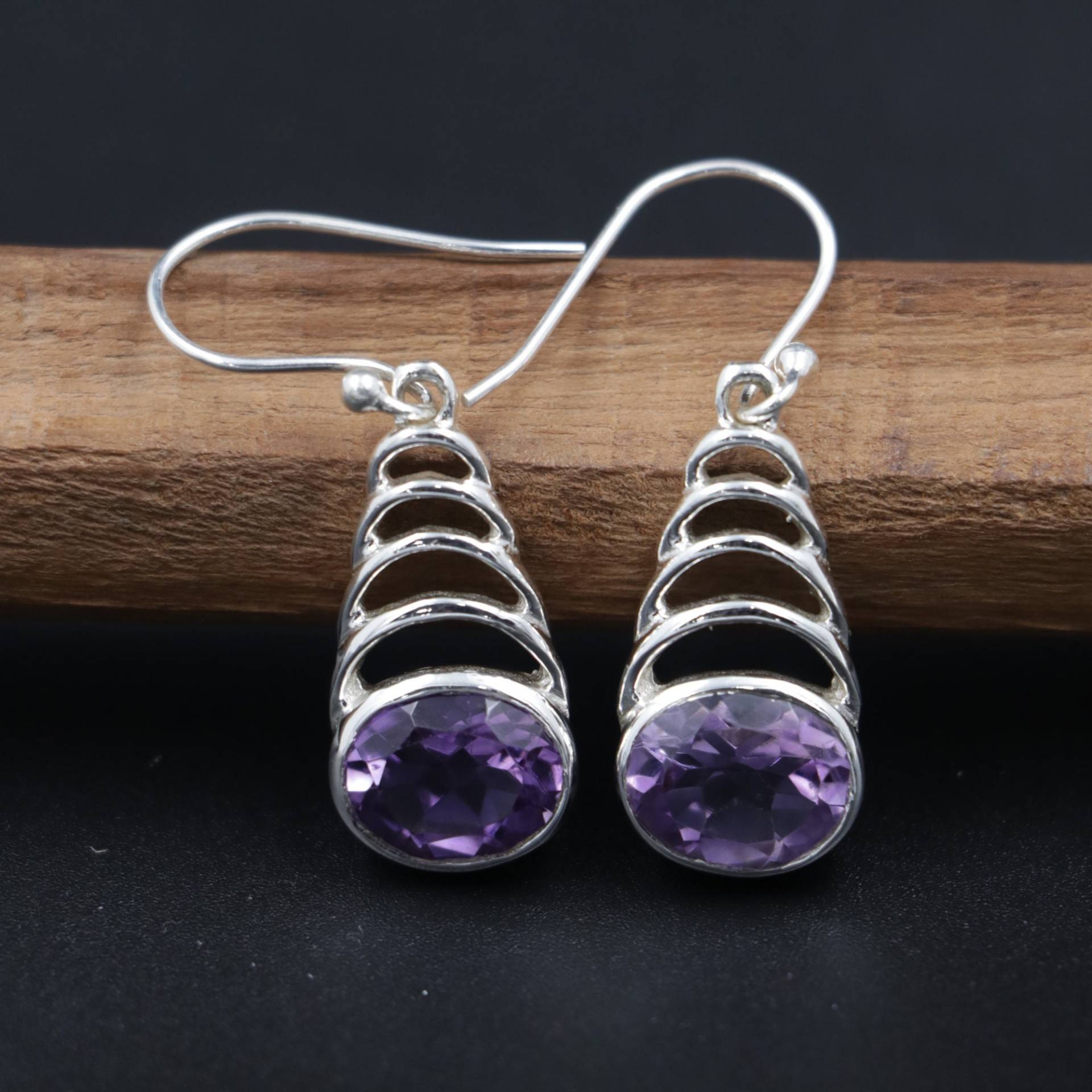 Amethyst Ohrringe 925 Sterling Silber Für Frauen, Lila Oval Handgefertigt Edelstein, Boho Ohrringe, Hochzeit, Geschenke Für Sie von JRPJEWELS