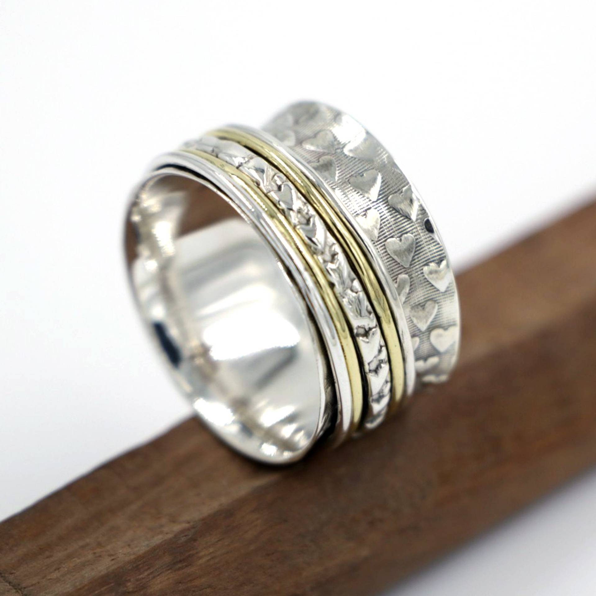 Herz Spinner Ring, 925 Sterling Silber Ringe Für Frauen, Angst Fidget Daumen Handgemacht, Weihnachtsgeschenk Sie von JRPJEWELS