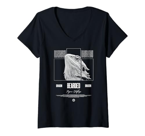 Damen Bärtiger Drachen moderner Streetwear Reptile Keeper T-Shirt mit V-Ausschnitt Damen Bärtiger Drachen moderner Streetwear Reptile Keeper T-Shirt mit V-Ausschnitt von JRRTS Bart Dragon Designs