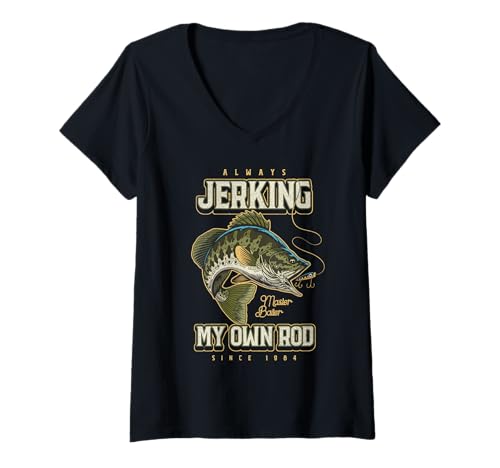 Damen Ich suche Immer Meine Rute lustig Fischen Geburtstag geboren T-Shirt mit V-Ausschnitt Damen Ich suche Immer Meine Rute lustig Fischen Geburtstag geboren T-Shirt mit V-Ausschnitt von JRRTS -Fischereidesigns