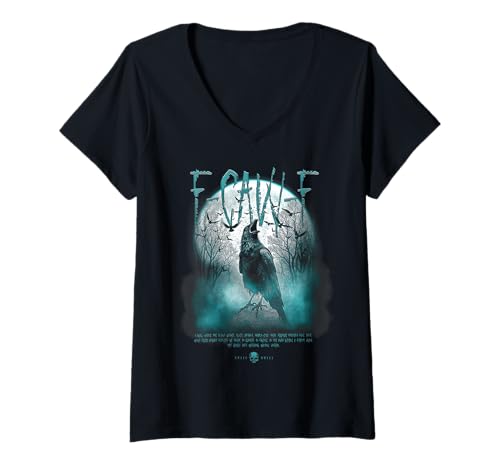 Damen F-CAW-F Funny Raven Gothic Crow Gothic Humor T-Shirt mit V-Ausschnitt von JRRTS Gothic Designs