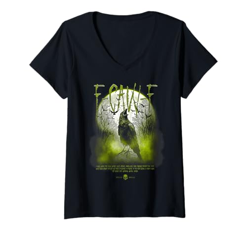 Damen F-CAW-F Funny Raven Gothic Crow Gothic Humor T-Shirt mit V-Ausschnitt von JRRTS Gothic Designs