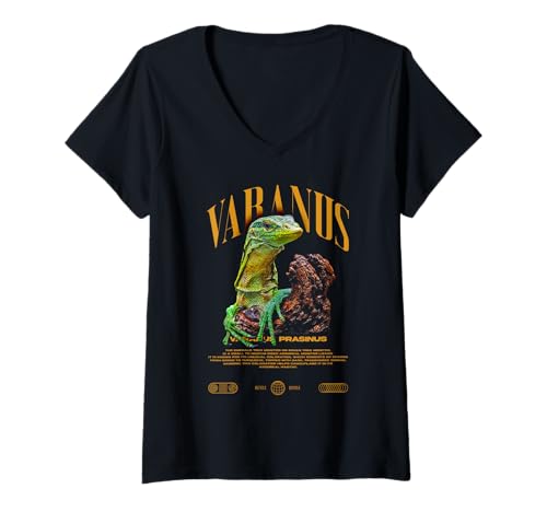 Damen Green Tree Monitor Echsenbesitzer Streetwear Reptile Keeper T-Shirt mit V-Ausschnitt Damen Green Tree Monitor Echsenbesitzer Streetwear Reptile Keeper T-Shirt mit V-Ausschnitt von JRRTS Green Tree Monitor Designs Designs
