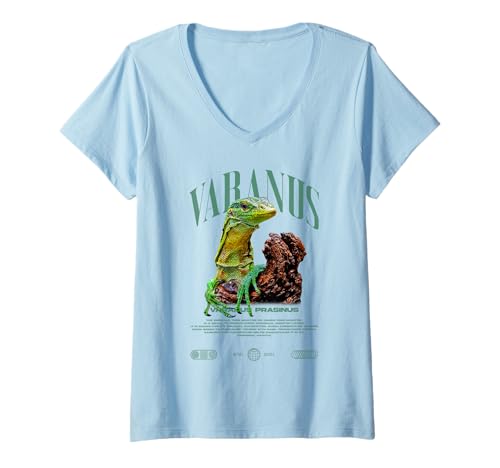 Damen Green Tree Monitor Echsenbesitzer Streetwear Reptile Keeper T-Shirt mit V-Ausschnitt Damen Green Tree Monitor Echsenbesitzer Streetwear Reptile Keeper T-Shirt mit V-Ausschnitt von JRRTS Green Tree Monitor Designs Designs