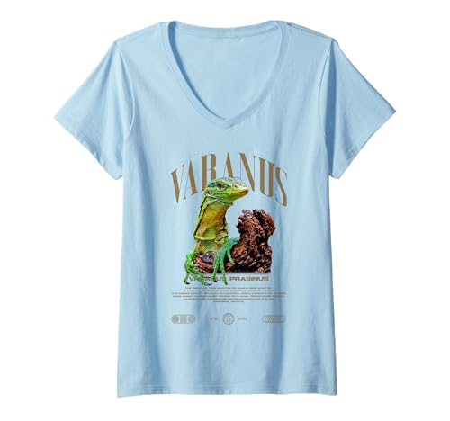 Damen Green Tree Monitor Echsenbesitzer Streetwear Reptile Keeper T-Shirt mit V-Ausschnitt Damen Green Tree Monitor Echsenbesitzer Streetwear Reptile Keeper T-Shirt mit V-Ausschnitt von JRRTS Green Tree Monitor Designs Designs