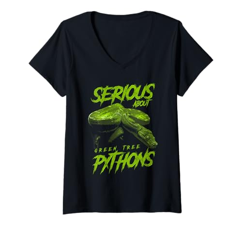 Damen Ernst über grüne Baumpythons Reptilienhalter T-Shirt mit V-Ausschnitt Damen Ernst über grüne Baumpythons Reptilienhalter T-Shirt mit V-Ausschnitt von JRRTS Green Tree Python Reptile Keeper Designs