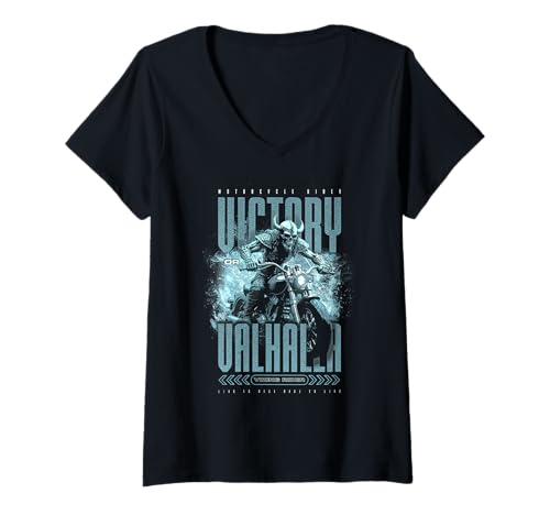 Damen Motorrad Nordwikinger Victory oder Valhalla T-Shirt mit V-Ausschnitt Damen Motorrad Nordwikinger Victory oder Valhalla T-Shirt mit V-Ausschnitt von JRRTS Motorrad Valhalla Designs