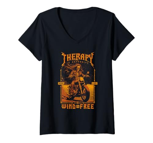 Damen Motorradfahrer Männer Therapie Motorradliebhaber Biker T-Shirt mit V-Ausschnitt von JRRTS Motorraddesigns
