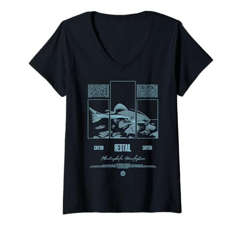 Damen Rettungswälzwasserwechsel Monsterfisch T-Shirt mit V-Ausschnitt Damen Rettungswälzwasserwechsel Monsterfisch T-Shirt mit V-Ausschnitt von JRRTS Redtail -Wels