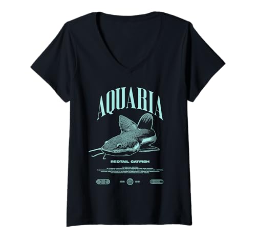 Damen Rettungswälzwasserwechsel Monsterfisch T-Shirt mit V-Ausschnitt Damen Rettungswälzwasserwechsel Monsterfisch T-Shirt mit V-Ausschnitt von JRRTS Redtail -Wels
