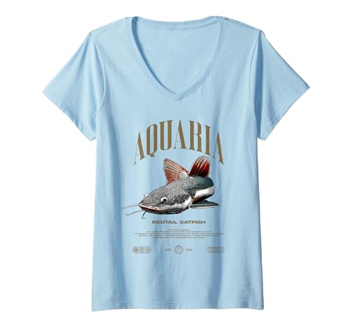 Damen Rettungswälzwasserwechsel Monsterfisch T-Shirt mit V-Ausschnitt Damen Rettungswälzwasserwechsel Monsterfisch T-Shirt mit V-Ausschnitt von JRRTS Redtail -Wels