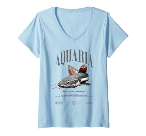 Damen Rettungswälzwasserwechsel Monsterfisch T-Shirt mit V-Ausschnitt Damen Rettungswälzwasserwechsel Monsterfisch T-Shirt mit V-Ausschnitt von JRRTS Redtail -Wels