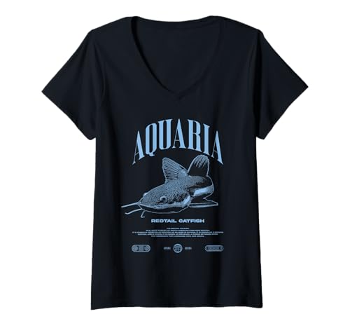 Damen Rettungswälzwasserwechsel Monsterfisch T-Shirt mit V-Ausschnitt Damen Rettungswälzwasserwechsel Monsterfisch T-Shirt mit V-Ausschnitt von JRRTS Redtail -Wels
