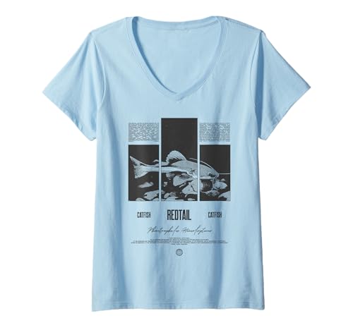 Damen Rettungswälzwasserwechsel Monsterfisch T-Shirt mit V-Ausschnitt Damen Rettungswälzwasserwechsel Monsterfisch T-Shirt mit V-Ausschnitt von JRRTS Redtail -Wels