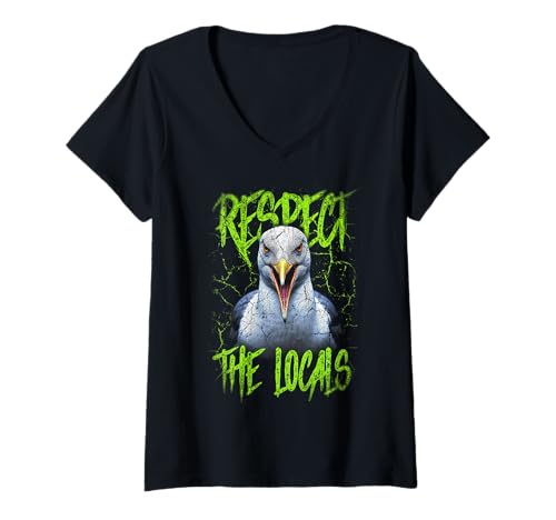 Damen Respektieren Sie die Einheimischen lustige Möwen Küste T-Shirt mit V-Ausschnitt Damen Respektieren Sie die Einheimischen lustige Möwen Küste T-Shirt mit V-Ausschnitt von JRRTS Seagull Designs