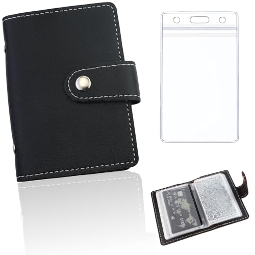 1 StüCk Visitenkartenmappe, Visitenkartenbuch,Kreditkartenetui,Kartenetui, Schwarz Scheckkartenetui,Mit 1 Transparenter Kartenhalter,Zum Speichern Von Visitenkarten Id-Karten Oder Anderen Karten von JRSHIRLEYLTD