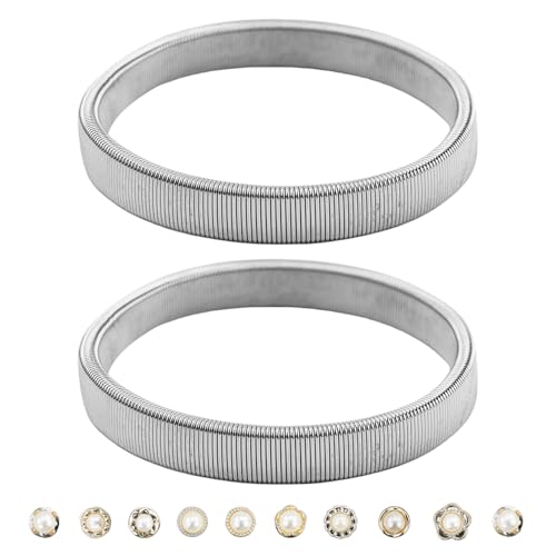 JRSHIRLEYLTD 2 Stück silberne Ärmelhalter mit 10 Stück abnehmbaren Knöpfen, rutschfeste Stretch elastische Armstulpenhalter, Ärmelhalter-Set von JRSHIRLEYLTD