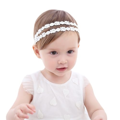 Baby Mädchen Stirnbänder elastische Doppelspitze Blume Stirnband weichen Bogen Headwrap Haarschmuck für Mädchen von JRYXDS