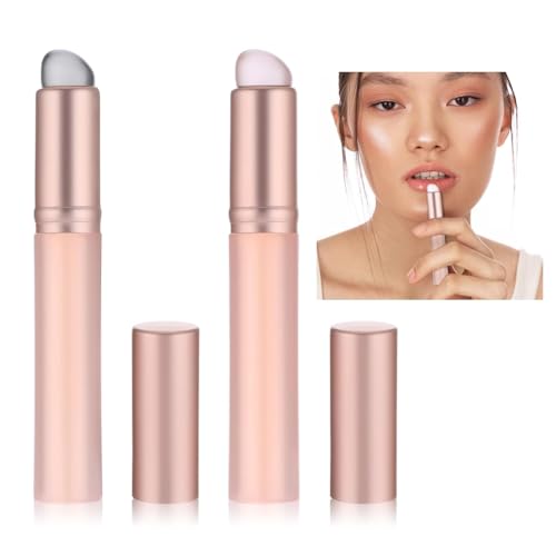 JRYXDS 2 Stück Lidschatten Applikator Runde Make-Up Pinsel Werkzeug Lippenpinsel Silikon Lip Mit Kappe Multifunktional Make-Up-Pinsel Für Lippenstifte Lipgloss Lippenbalsam Concealer Und Nagelkunst von JRYXDS