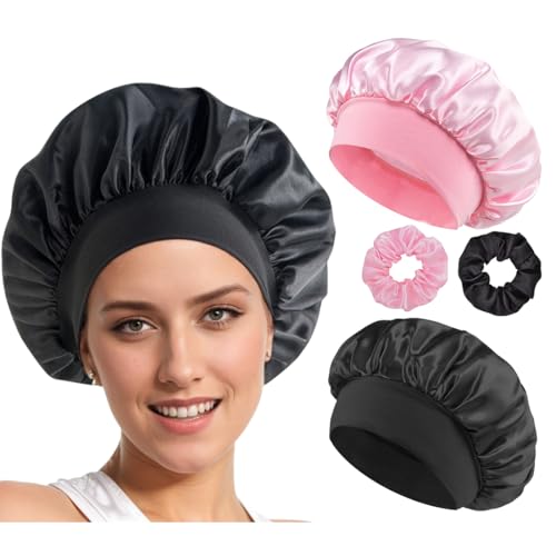 JRYXDS 2 Stück Silk Bonnet Sleep Cap Verstellbar Satin Haarhaube Silk Bonnet Sleep Cap Damen Mädchen Atmungsaktive Schlafkappe Duschhauben Für Verschiedene Haartypen Mit 2 Stück Satin Haargummis JRYXDS 2 Stück Silk Bonnet Sleep Cap Verstellbar Satin Haarhaube Silk Bonnet Sleep Cap Damen Mädchen Atmungsaktive Schlafkappe Duschhauben Für Verschiedene Haartypen Mit 2 Stück Satin Haargummis von JRYXDS