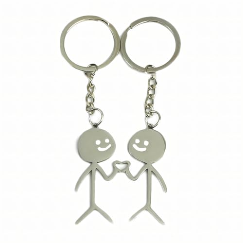 JRYXDS 2 lustige Strichmännchen zum Vergleichen von Herzen Schlüsselanhänger Partner - Geschenk Valentinstag für Ihn und Sie - Jahrestag Paar Geschenke Für Beide von JRYXDS