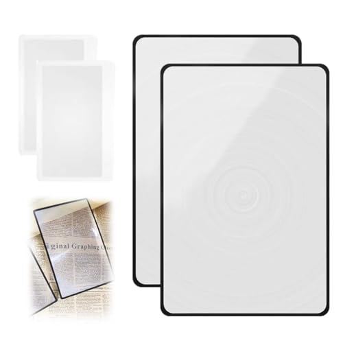 JRYXDS 4 Stück 10X&3X Vollseiten Lese Lupe Lupen Lesehilfe Vergröserung Große Und Leichte Rechteckige Leselupen Kunststff Leichte Klarheit Lupe Für Senioren Und Low Vision Büchern Zeitungen Kleingedru von JRYXDS