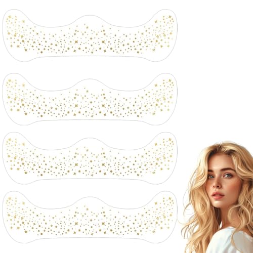 JRYXDS 4 Stück Wasserfeste Goldene Sterne Und Punkte Temporäre Tattoos Wasserdichte Glitzer-Aufkleber Langanhaltend Für Halloween, Karneval Und Partys, Leicht Zu Entfernen von JRYXDS
