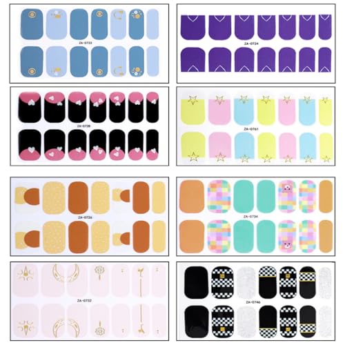 JRYXDS 8 Blatt Nagelfolie Selbstklebend, Solide Farbe Nagellack Aufkleber,Classic French Glitter Nagelfolien Selbstklebend Für Nagel Diy Zu Hause von JRYXDS