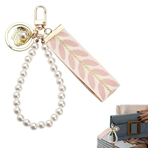 JRYXDS Perlen Schlüsselanhänger Blume Anfangsbuchstaben Frauen Keychain Geschenk Schlüsselband Kurz Keychain Tasche Anhänger Mit Schlüsselring Für Frau Edler Keychain Aesthetic(Rosa) von JRYXDS