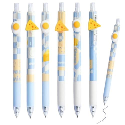 Set mit 6 Gelstiften, Tintenroller Radierbar Einziehbare limitierte Edition, abnehmbare und wiederkombinierbare Deko-Tiere, Gelstifte Radierbar für Studenten Geschenk, Schulsachen Schul Bürobedarf von JRYXDS