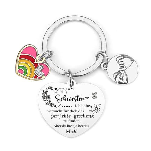 Schlüsselanhänger Schwester Geschenk für Schwester Weihnachtsgeschenke Schwester Beste Schwester Geschenke Personalisierte Geburtstagsgeschenk Ostergeschenk Schwester Freundschaft Glücksbringer (3) von JRZDFXS