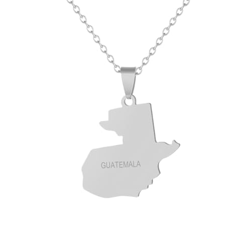 Anhänger-Halskette Für Damen Und Herren – Trendige, Glänzende Herz-Guatemala-Karten-National-Hip-Hop-Halskette Für Herren Und Damen, Patriotischer Charm-Schmuck, Pulloverkette, Schlüsselbeinke von JRZEOCI