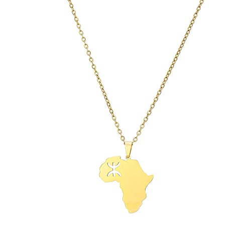 Halskette Mit Afrikanischer Karte – Modische Halskette Im Ethnischen Stil Mit Afrikanischer Karte, Geometrischer Berber-Anhänger Für Männer Und Frauen, Freundschaftskette, Pulloverkette, Schmuck von JRZEOCI